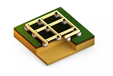 individual footing foundation, isolated cgi industrial 3D rendering
