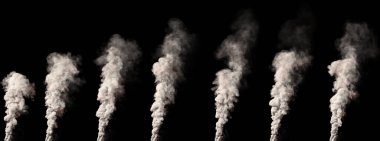 large pillar of smoke on black isolated - digital industrial 3D illustration