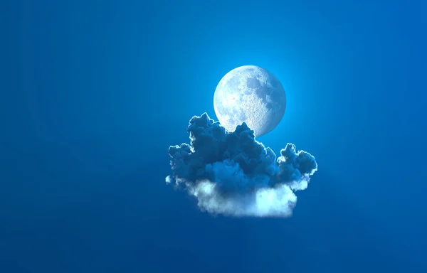 Alone Night Cumulus Moon Nature Rendering — Stock Photo, Image