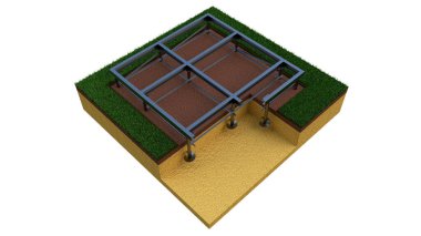 Helical Piers Vakfı, izole edilmiş dijital endüstriyel 3D illüstrasyon