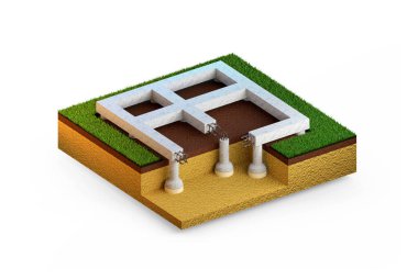 sondajlanmış çan temeli - izole edilmiş konsept endüstriyel 3D illüstrasyon