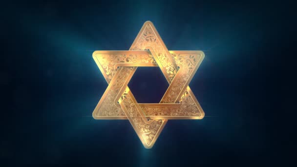 Ornamental Shining Star David Israel Traditional Symbol — Stockvideo