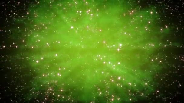 輝く星は超現実的な宇宙空間の背景を飛ぶ — ストック動画