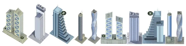 Vogelperspektive Sehr Detaillierte Darstellung Fiktionaler Design Kommerzieller Wolkenkratzer Mit Blauen — Stockfoto
