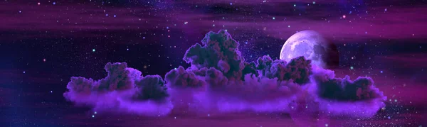 Фон Панорама Большого Кумула Луны Цифровая Рендеринг Природы — стоковое фото