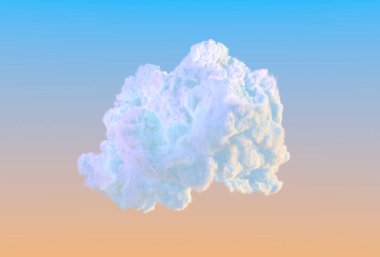 Gün doğumunda sevimli büyük bir bulut, doğanın 3D görüntülemesi