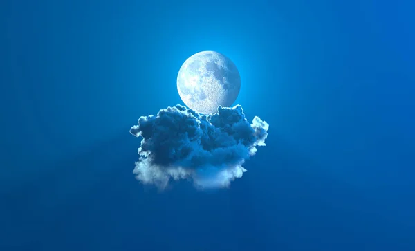 Alone Night Cloud Moon Nature Illustration — Stock Photo, Image