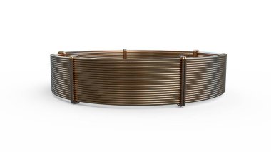 Bakır tel skein, tecrit edilmiş sanayi tipi 3D illüstrasyon