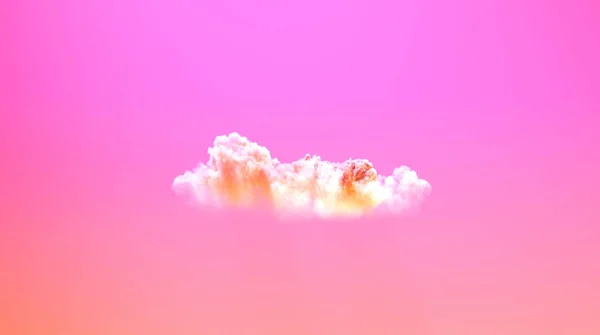 one pink sundown big cumulus . digital nature 3D illustration