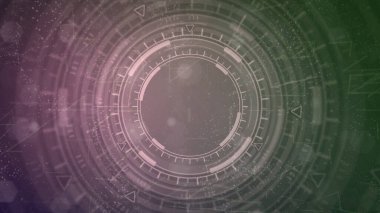 Hareket eden ui veya hud dairelerinin çok renkli dijital soyut arkaplanı, moda kavramı - soyut 3D canlandırma