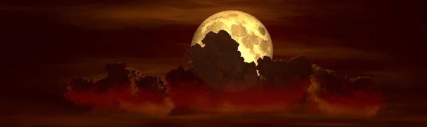 Background Panorama Huge Cumulus Moon Nature Rendering — Stock Photo, Image