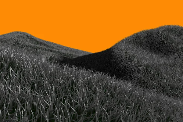 Страшні Темні Високо Деталізовані Пагорби Ізольовані Помаранчевому Тлі Хеллоуїна Або — стокове фото