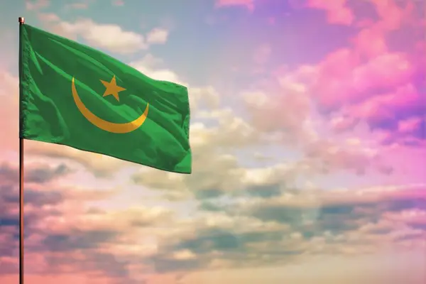 Flatternde Mauretanien Flaggen Attrappe Mit Dem Ort Für Ihren Text — Stockfoto