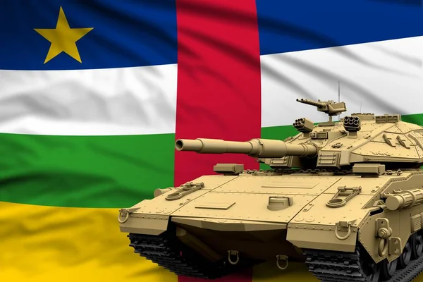 Středoafrická Republika Moderní Tank Neskutečným Designem Pozadí Vlajky Koncept Tankové — Stock fotografie