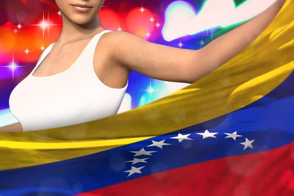 Красуня Тримає Прапор Венесуели Перед Нею Вечірках — стокове фото