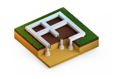 sondajlanmış çan vakfı - tecrit edilmiş sanayi 3D illüstrasyon