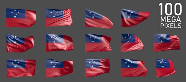 Muchas Imágenes Diversas Bandera Samoa Aisladas Sobre Fondo Gris Ilustración —  Fotos de Stock