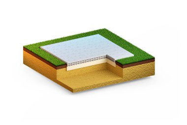 slab-on-grade base. isolated cg industrial 3D illustration
