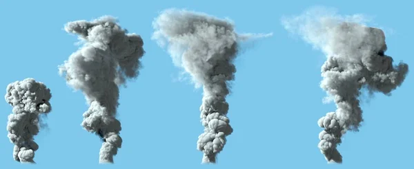 Renders Heavy Bright Smoke Column Volcano Big Industrial Explosion Disaster — Fotografia de Stock