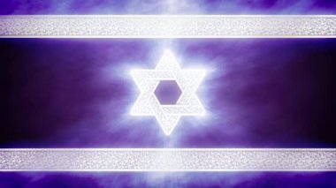 lighting Israel flag with david star, backdrop
