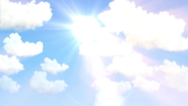 Sun Rays Pretty Cumulus Clouds Background — Stock videók