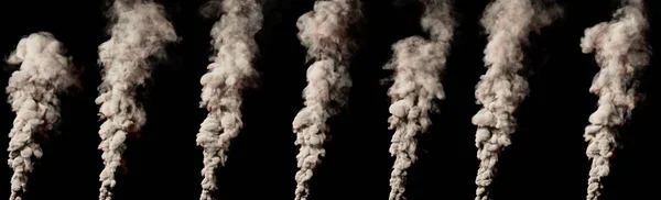 Große Säule Der Umweltverschmutzung Auf Schwarz Isoliert Industrielles Rendering — Stockfoto