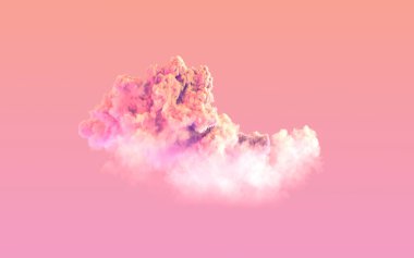 Tek başına pembe günbatımı büyük kümülüs - cgi doğa 3 boyutlu görüntüleme