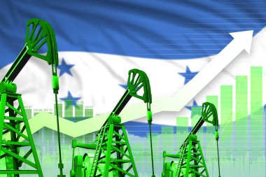 Honduras petrol endüstrisi konsepti, endüstriyel illüstrasyon - Honduras bayrak arka planında yükselen tablo. 3B Görüntü