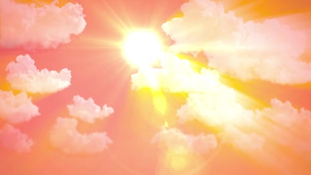 Sun Rays Beautiful Cumulus Clouds Sunset Background — Stock Video