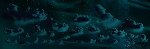 Prachtige Panoramische Wolken Bij Nacht Achtergrond Natuur Rendering — Stockfoto