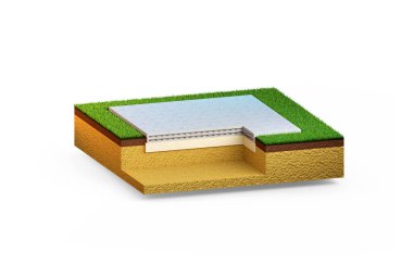 Dökülen beton döşeme temeli - izole edilmiş endüstriyel 3D