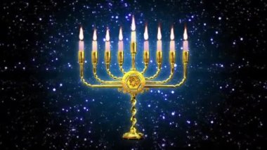 Hanukkiah lambası ve mum yakma tatili konsepti