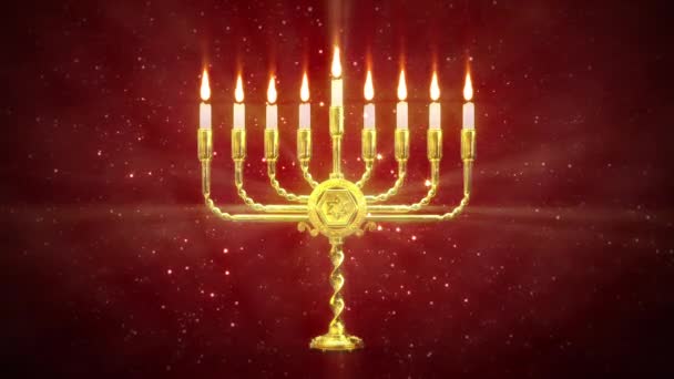Lâmpada Hanukkiah Com Velas Brilhantes Conceito Férias — Vídeo de Stock