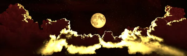 Telón Fondo Panorama Grandes Nubes Luna Naturaleza Ilustración —  Fotos de Stock