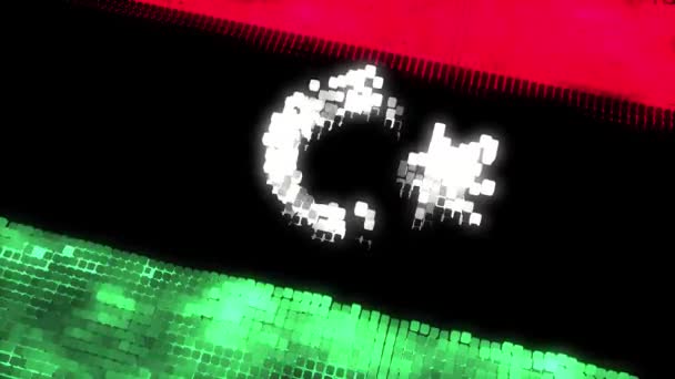 Futuristische Flagge Libyens Schleife — Stockvideo