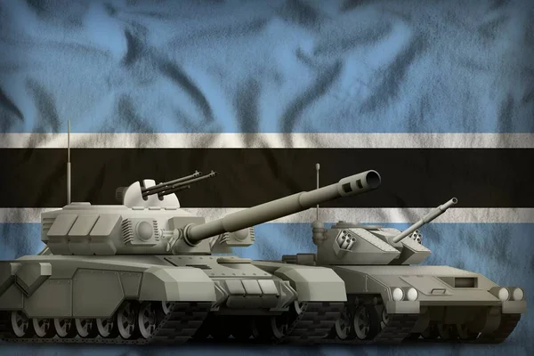 Czołgi Tle Flagi Botswany Koncepcja Czołgów Botswany Ilustracja — Zdjęcie stockowe