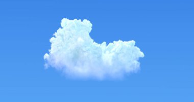 Yalnız kümülüs mavi gökyüzünde izole, dijital doğa 3D görüntüleme