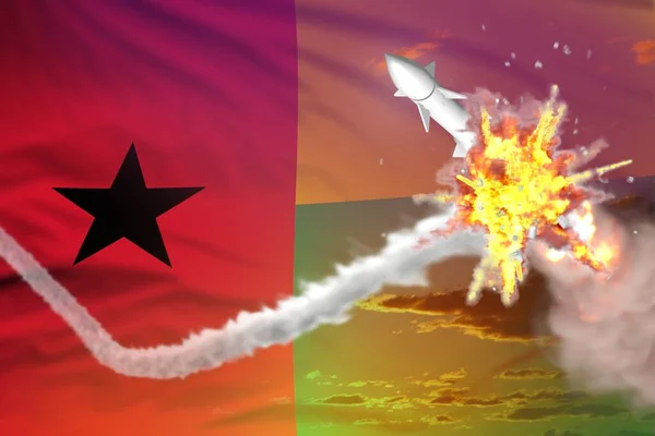 ギニア ビサウは超音速弾頭を傍受し 現代の反ロケットは敵のミサイル概念 軍事産業用3Dイラストを旗で破壊する — ストック写真