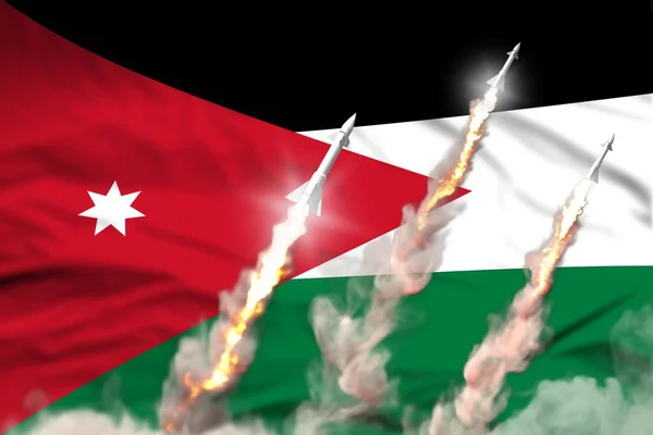 Moderní Koncept Strategických Raketových Sil Pozadí Vlajkové Textilie Jordánsko Nadzvukový — Stock fotografie