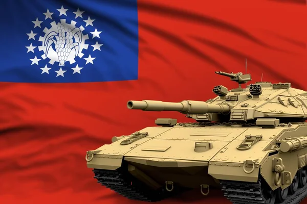缅甸现代坦克没有真正的设计上的国旗背景 坦克军队的概念 军用3D图解 — 图库照片