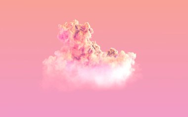 Yalnız pembe günbatımı büyük kümülüs - cg doğa 3 boyutlu illüstrasyon