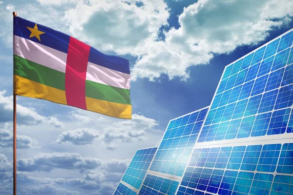 Central African Republic solar energy, alternative energy industrial concept with flag - fight with global warming - industrial illustration, 3D illustration