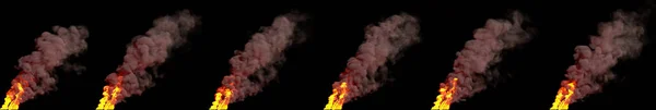 Flammen Säule Der Umweltverschmutzung Auf Schwarz Isoliert Konzept Industrielles Rendering — Stockfoto