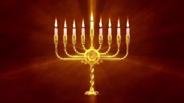 Hanuka menorah lambası. Parlayan mumlar tatil konsepti.