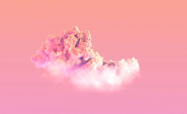 Sam Różowy Zachód Słońca Duża Chmura Cumulus Cgi Natura Ilustracja — Zdjęcie stockowe