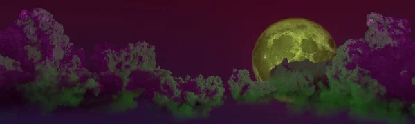 Фон Панорамный Большой Кучевой Лунный Cgi Природа Рендеринг — стоковое фото