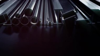 çeşitli rulo metaller koyu renk arkaplan, döngü