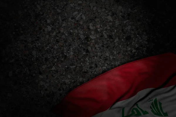 Ziemlich Dunkles Bild Der Irak Flagge Mit Großen Falten Auf — Stockfoto