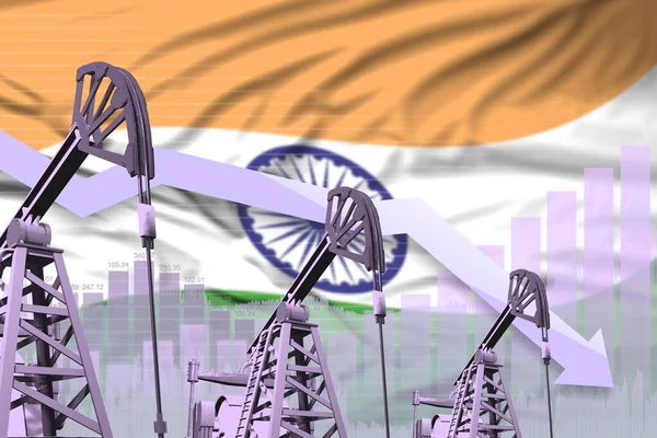 India Concetto Industria Petrolifera Illustrazione Industriale Abbassando Grafico Sullo Sfondo — Foto Stock