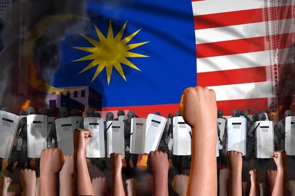 Concetto Arresto Della Manifestazione Protesta Malesia Sullo Sfondo Della Bandiera — Foto Stock